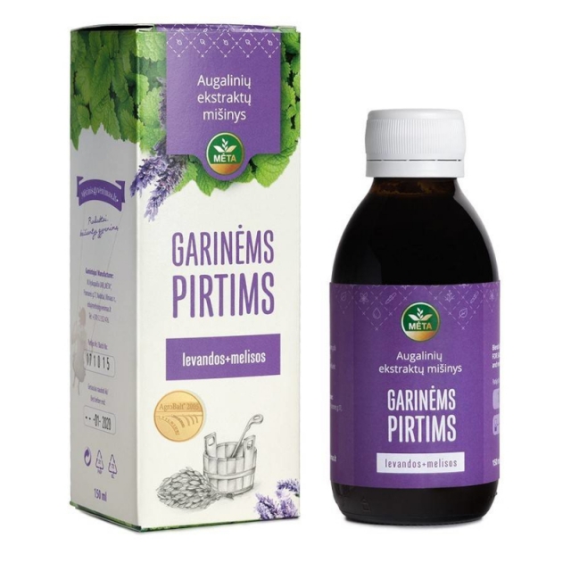 Augalinių ekstraktų mi&scaron;inys GARINĖMS PIRTIMS, levanda + melisa